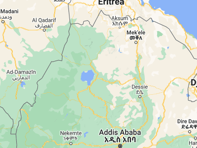 Map showing location of Ādīs Zemen (12.11667, 37.78333)