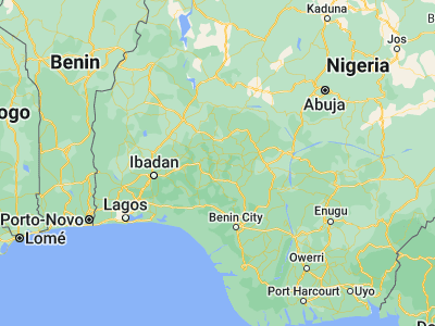Map showing location of Ado-Ekiti (7.621, 5.2215)