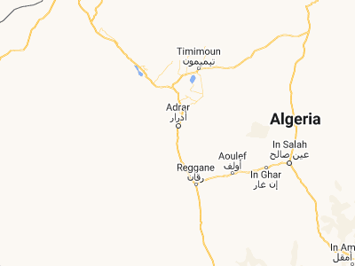 Map showing location of Adrar (27.87429, -0.29388)