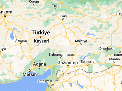 Map showing location of Afşin (38.24769, 36.91399)