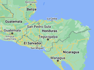 Map showing location of Agalteca (14.45, -87.26667)