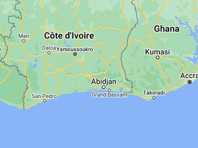 Map showing location of Agboville (5.92801, -4.21319)