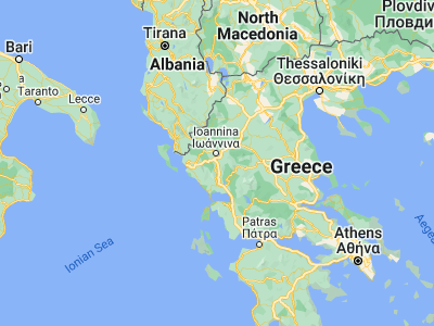 Map showing location of Agía Kyriakí (39.52357, 20.86811)
