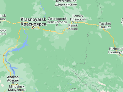 Map showing location of Aginskoye (55.2586, 94.9079)