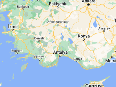 Map showing location of Ağlasun (37.64944, 30.53417)