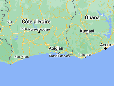 Map showing location of Agou (5.98289, -3.94393)
