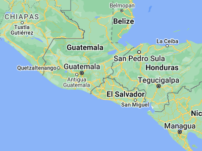 Map showing location of Agua Blanca (14.5, -89.65)