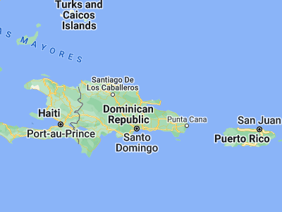 Map showing location of Agua Santa del Yuna (19.15282, -69.77977)