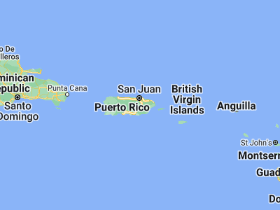 Map showing location of Aguas Buenas (18.2569, -66.10294)