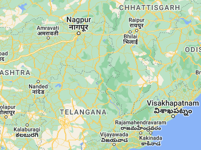 Map showing location of Ahiri (19.4, 80.01667)