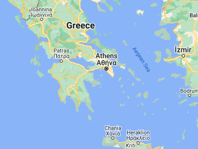 Map showing location of Aígina (37.74667, 23.4275)