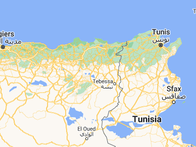 Map showing location of Aïn Beïda (35.79639, 7.39278)