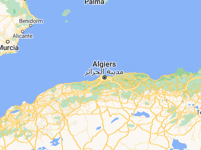 Map showing location of ’Aïn Benian (36.80277, 2.92185)