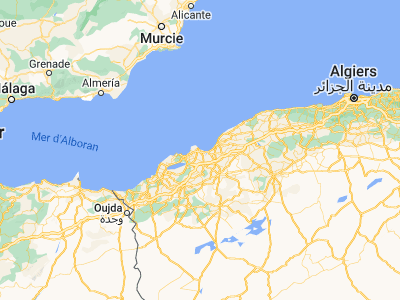 Map showing location of Aïn el Bya (35.80389, -0.30178)