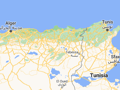 Map showing location of Aïn Kercha (35.92472, 6.69528)