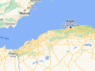 Map showing location of ’Aïn Merane (36.16277, 0.97037)
