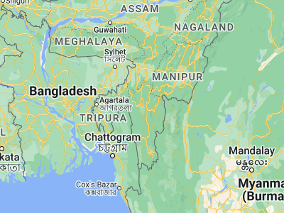Map showing location of Āīzawl (23.7367, 92.7146)