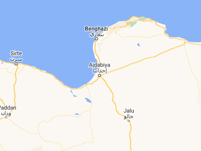 Map showing location of Ajdabiya (30.75545, 20.22626)