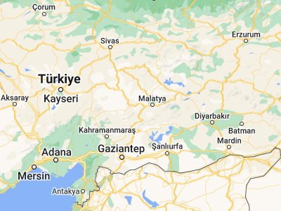 Map showing location of Akçadağ (38.34528, 37.96722)