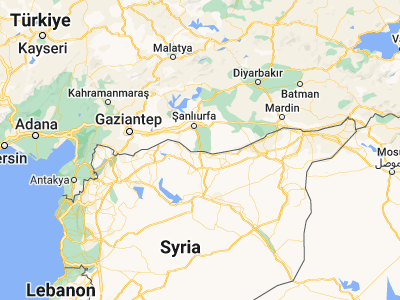 Map showing location of Akçakale (36.71111, 38.9475)