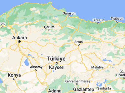 Map showing location of Akdağmadeni (39.66028, 35.88361)