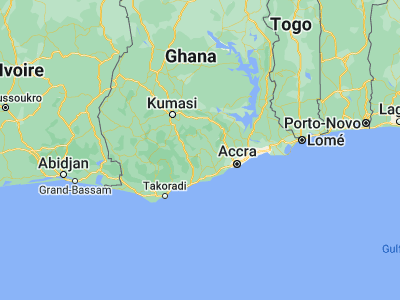 Map showing location of Akim Swedru (5.8938, -1.01636)