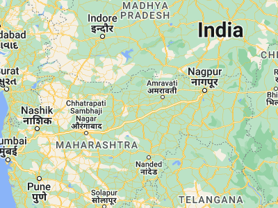 Map showing location of Akola (20.73333, 77)