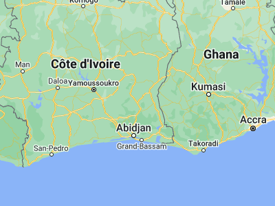 Map showing location of Akoupé (6.38423, -3.88759)