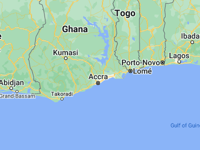 Map showing location of Akropong (5.97462, -0.08542)