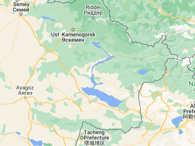 Map showing location of Aksuat (48.71667, 83.7)