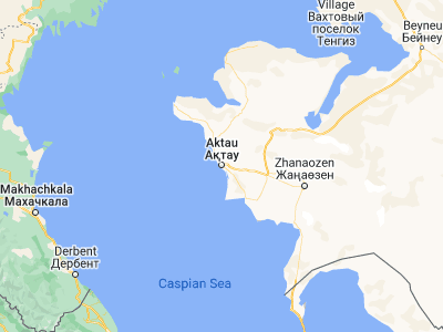 Map showing location of Aktau (43.64806, 51.17222)
