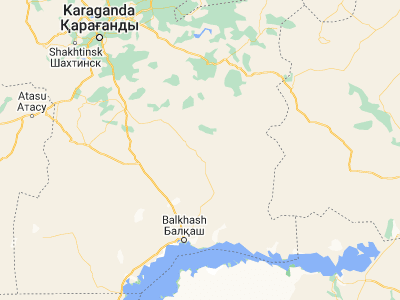 Map showing location of Aktogay (48.16667, 75.3)