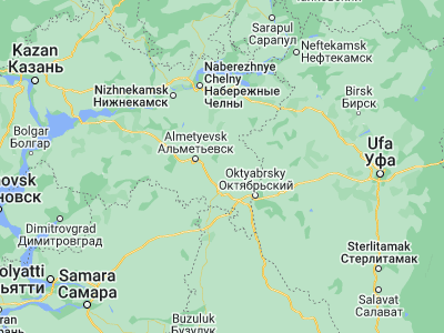 Map showing location of Aktyubinskiy (54.81372, 52.80559)