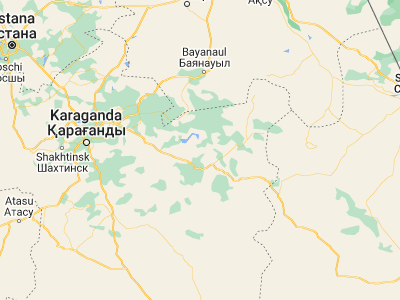 Map showing location of Akzhal (49.69244, 75.58438)