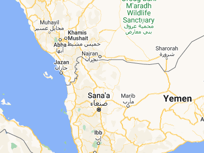 Map showing location of Al ‘Anān (16.72188, 44.31252)