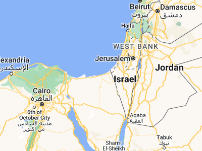 Map showing location of Al ‘Arīsh (31.13159, 33.79844)