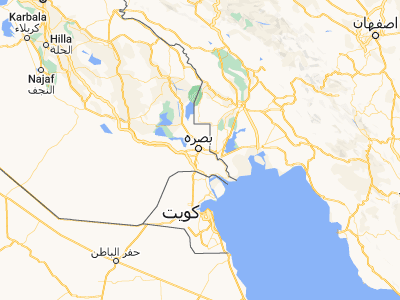 Map showing location of Basra (30.53302, 47.79747)