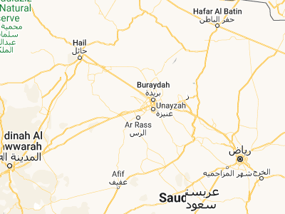 Map showing location of Al Bukayrīyah (26.14422, 43.65933)