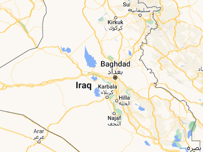 Map showing location of Al Fallūjah (33.35581, 43.78612)