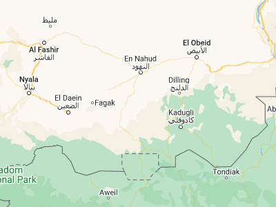 Map showing location of Al Fūlah (11.73292, 28.35786)
