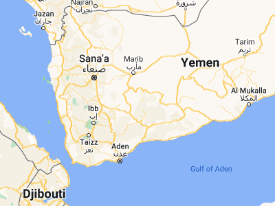 Map showing location of Al Ghaylah (14.59583, 45.58333)