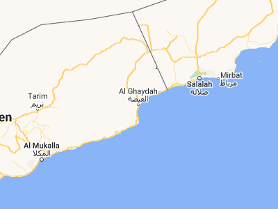 Map showing location of Al Ghayz̧ah (16.20787, 52.17605)