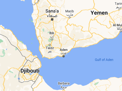 Map showing location of Al Ḩabīlayn (13.52002, 44.85076)