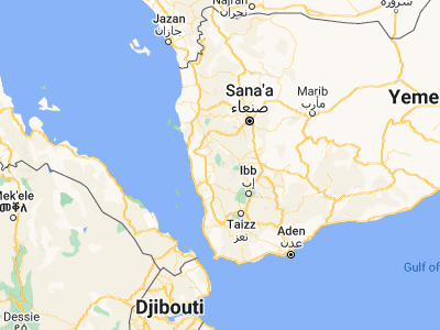 Map showing location of Al Ḩadīyah (14.52638, 43.57045)