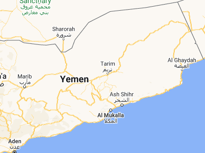 Map showing location of Al Ḩamdī (15.94727, 48.77965)