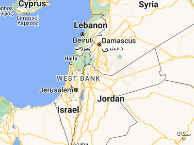 Map showing location of Al Ḩamrā’ (32.44061, 36.15121)