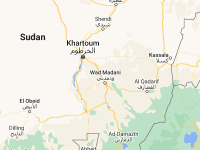 Map showing location of Al Hasaheisa (14.75264, 33.29836)