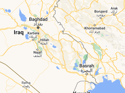 Map showing location of Al Ḩayy (32.17419, 46.04345)