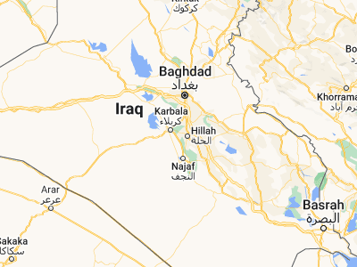 Map showing location of Al Hindīyah (32.54217, 44.22111)