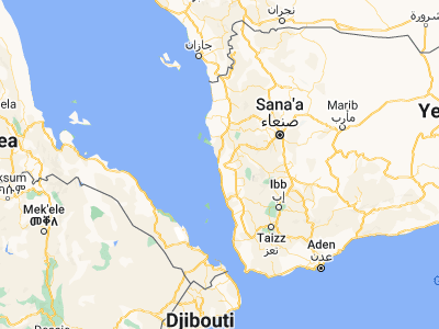 Map showing location of Al Ḩudaydah (14.79781, 42.95452)
